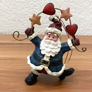 Vintage Whimsical Santa Hearts & Stars Christmas Tree Ornament